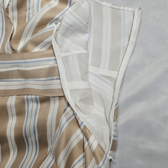 NWT 16W Anthropologie Maeve Asymmetrical Wrap Shirt Dress Neutral Striped Collar - Picture 6 of 10